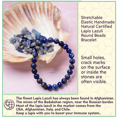 Lapis Lazuli Round Beads Bracelet