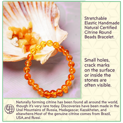 Citrine Round Beads Bracelet