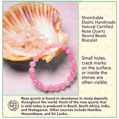 Rose Quartz Round Beads Bracelet