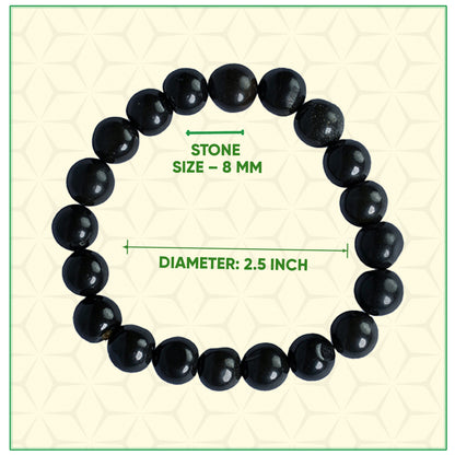 Black Tourmaline Round Beads Bracelet