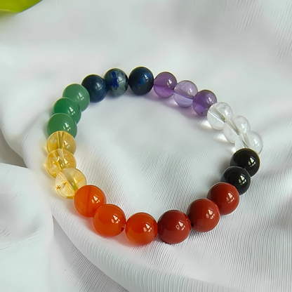 Seven Chakra Round Beads Bracelet