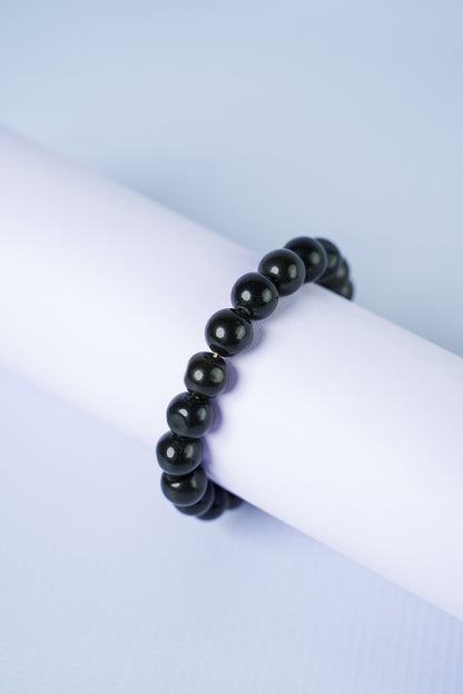 Black Tourmaline Round Beads Bracelet