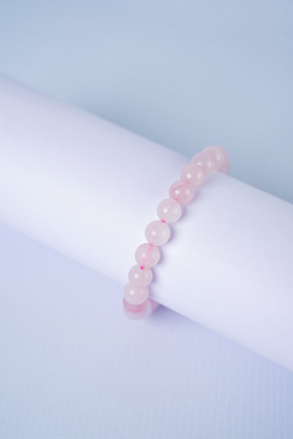 Rose Quartz Round Beads Bracelet