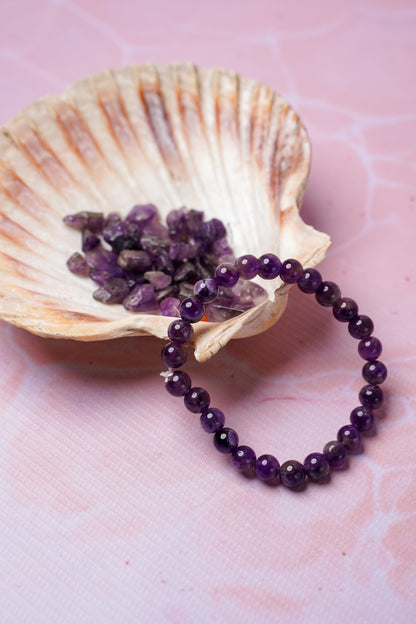 Amethyst Round Bead Bracelet