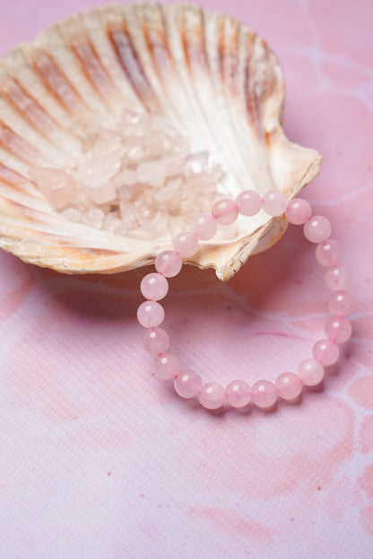 Rose Quartz Round Beads Bracelet