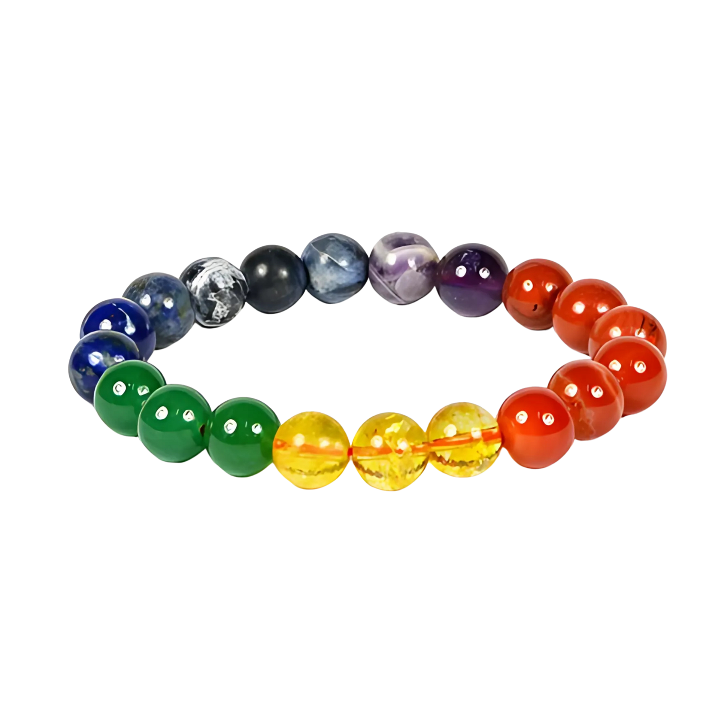 Seven Chakra Round Beads Bracelet